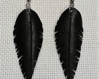 Boucles d'oreilles PLUME en chambre à air recyclée