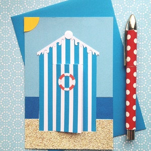 Carte animée " La pêche à pied " / carte pop-up/Mer / Carte estivale / papiers découpés et collés  / réalisée à la main