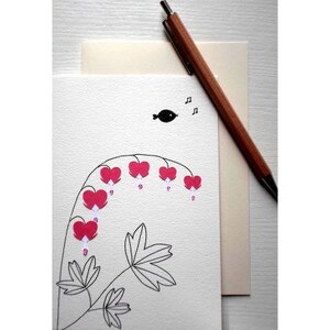 Carte " les cœurs de Marie" /  oiseaux / papiers découpés et collés /saint valentin/ réalisée à la main