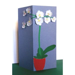 Carte " L'orchidée blanche " / carte 3D / papiers découpés et collés / carte orchidée / réalisée à la main