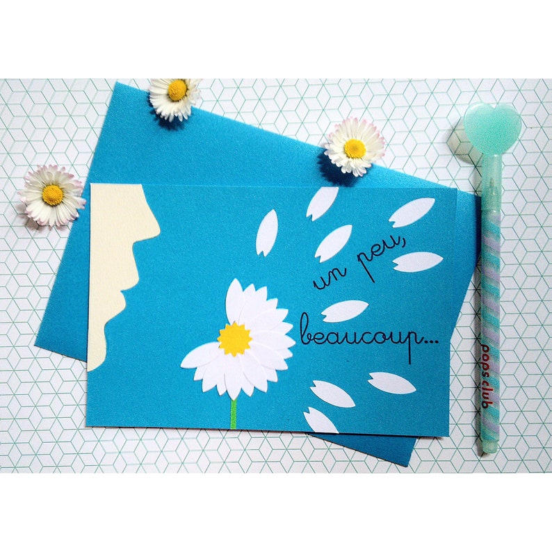 papiers cut and pasted Daisycardcardpostcard cardcard Valentine flower handmade Card a little..