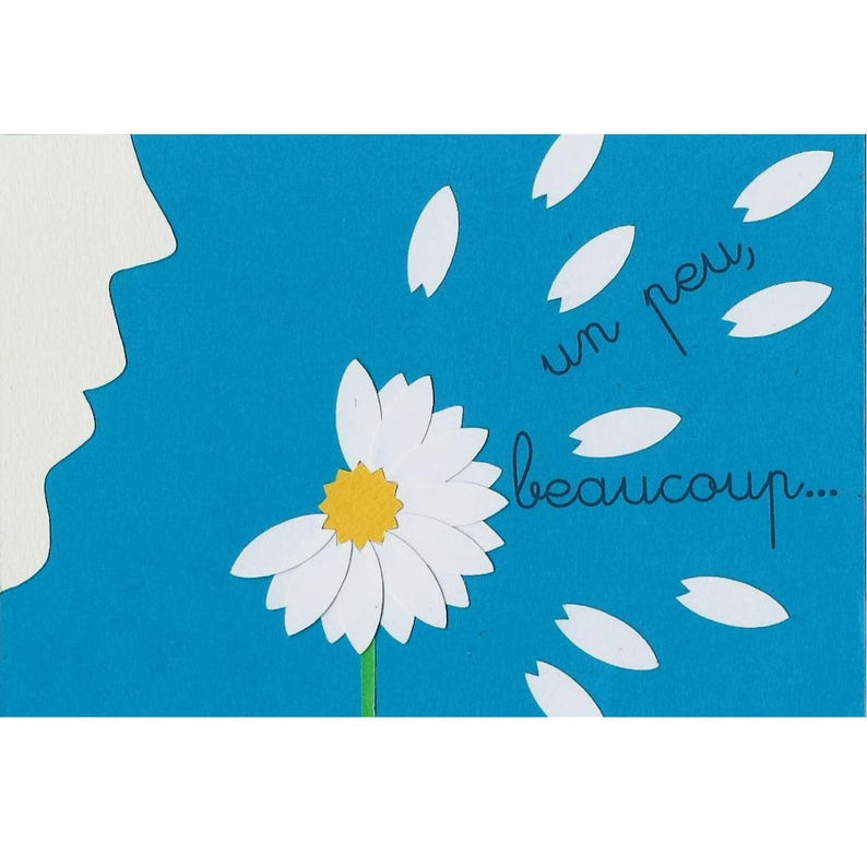 papiers cut and pasted Daisycardcardpostcard cardcard Valentine flower handmade Card a little..
