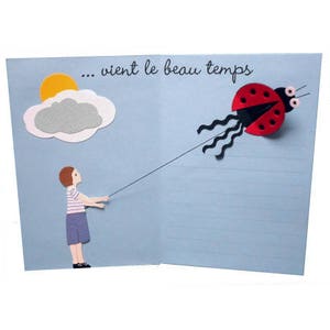 Tarjeta pop-up "Después de la lluvia...llega el buen tiempo" / tarjeta de niño / tarjeta pop-up / papeles recortables / hecha a mano