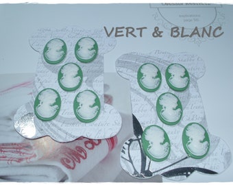 Cartonnettes de 5 Boutons Camé Vert