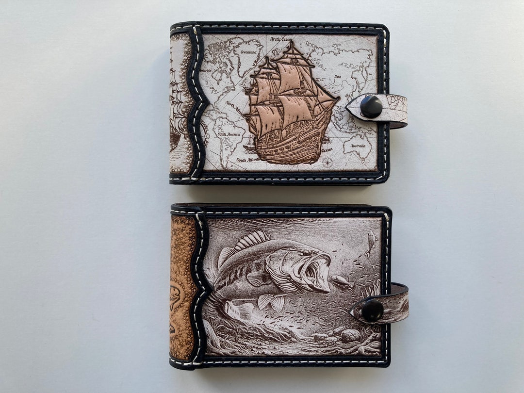 Boat Sticker Wallet Bill and Coin Holder Style Wallet in Embossed Leather Various Patterns ...