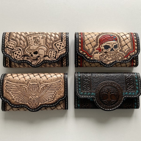 Tobacco joke, embossed leather pouch various patterns