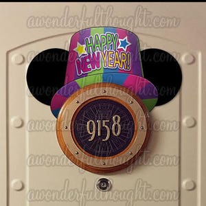 Stateroom Ears New Year's Hat / Cruise Door Magnet / Descarga instantánea