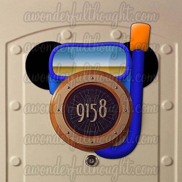Stateroom Ears Snorkel Gear | Cruise Door Magnet | Instant Download