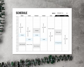 Time Blocking Weekly Planner PRINTABLE // Undated Weekly Planner // Schedule Layout // Organizational Spread // Sizes: Letter & A4