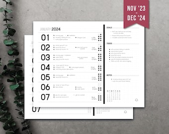 Minimalist Weekly Planner PRINTABLE // 2024 Planner // Landscape Journal Layout // Organizational Spread // Multiple Sizes: Letter & A4