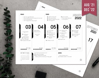 Minimalist Weekly Planner PRINTABLE // 2021-2022 Planner // Academic + WFH // Landscape Journal Layout // Multiple Sizes: Letter & A4
