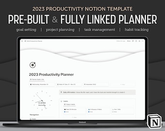 2023 Notion Planner Template // Dated Notion Dashboard // Minimalist Notion Template // Notion Life Planner Template