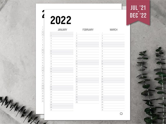 2022 future log calendar printable 2022 calendar etsy