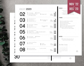 Minimalist Weekly Planner PRINTABLE // 2023 Planner // Landscape Journal Layout // Organizational Spread // Multiple Sizes: Letter & A4