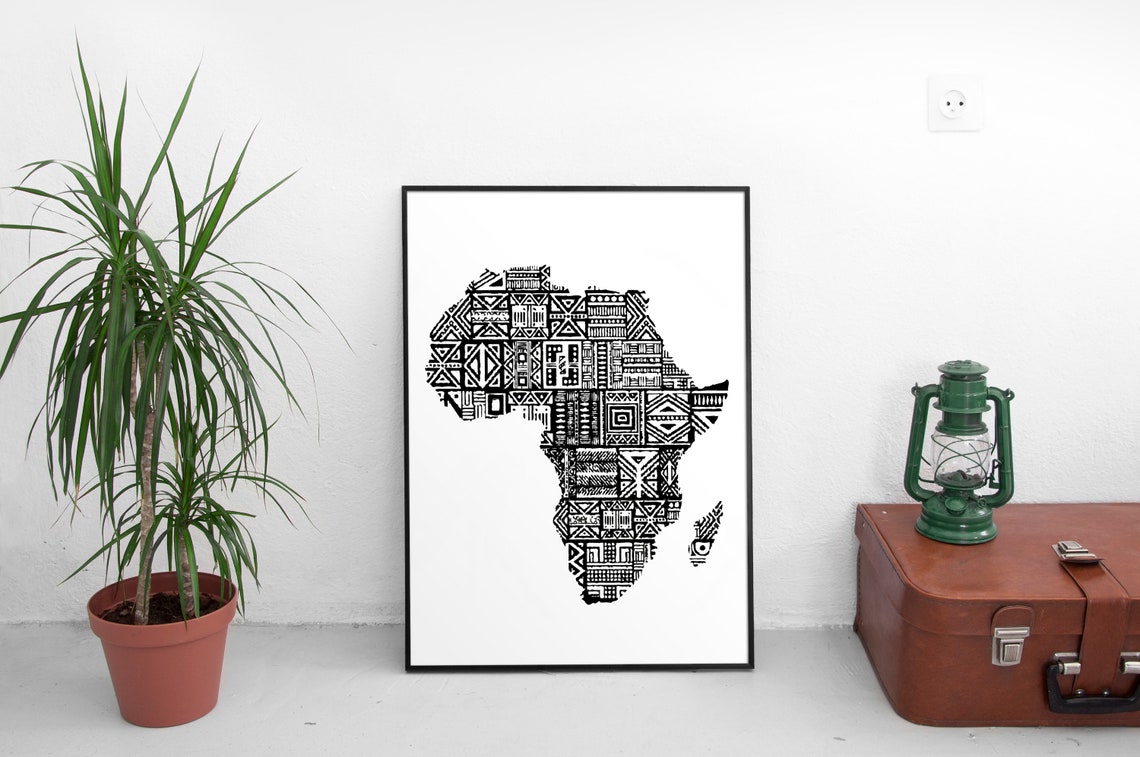 African Map Print Map of Africa Geometric Map Africa  Etsy