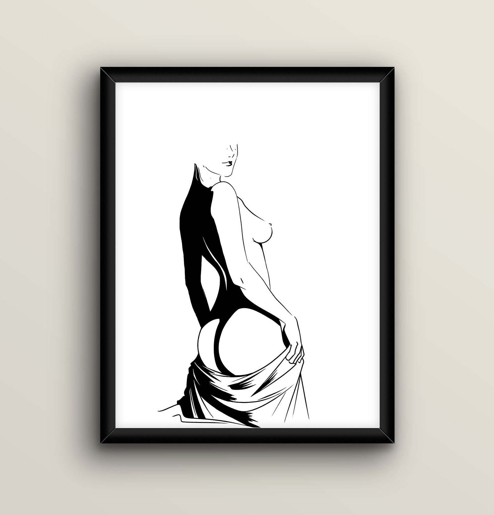 Erotic line art ass print erotic naked woman butt nudity image 1.