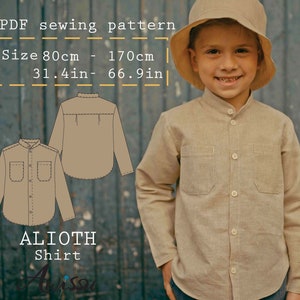 DIY Boys&#39; Shirt Pattern | Easy-to-Sew Shirt Pattern with Stand Collar | Simple Shirt Pattern for Boys Ages 1-15 | Perfect for Any Occasion