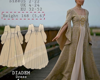 Celtic & Viking Inspired Dress Pattern, Medieval Fantasy Gown PDF, Renaissance Faire Costume, Corset Dress for Historical Reenactment