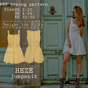 Trendy Women&#39;s Jumpsuit with Practical Pockets and Flattering Shorts Skirt | women jumpsuit sewing pattern  |  size EU 32-52 | Size US 2-22