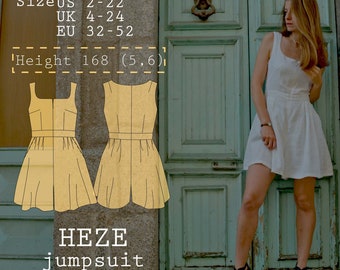 Trendy Women&#39;s Jumpsuit with Practical Pockets and Flattering Shorts Skirt | women jumpsuit sewing pattern  |  size EU 32-52 | Size US 2-22