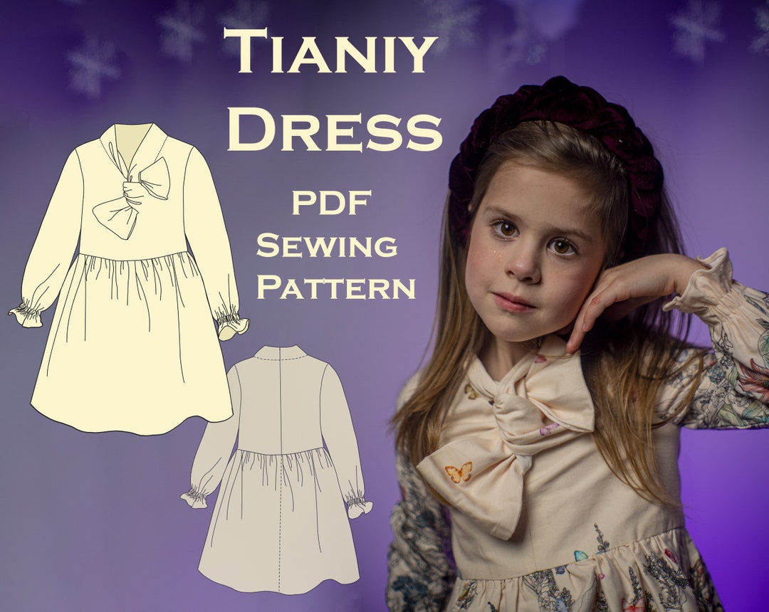 Tianyi Dress PDF Sewing Pattern Girl Dress Pattern Twill Dress Pattern