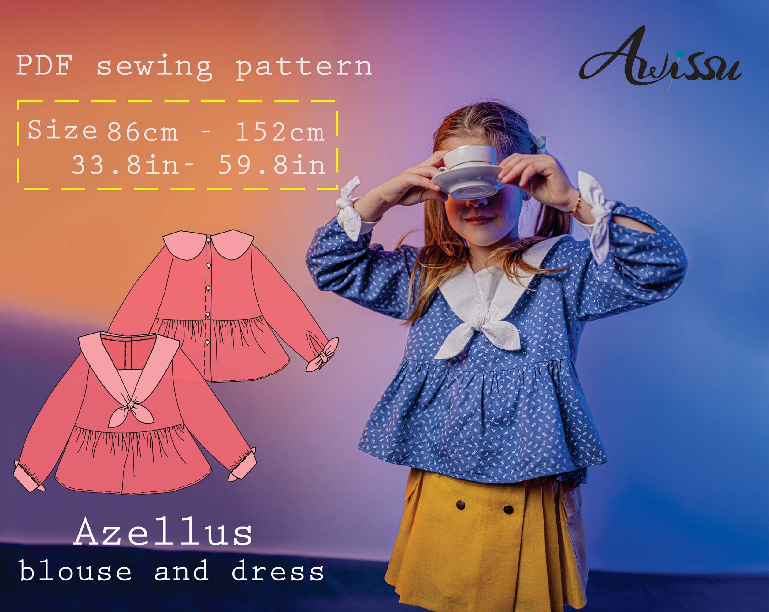 Sailor Collar Blouse and Dress Sewing Pattern Sailor Collar Blouse and ...