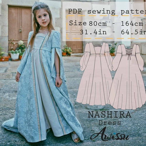 medieval princess dress pattern Renaissance Princess Dress Sewing Pattern: Regency, Fairy, Elf (US 2-30)  (PDF Pattern)