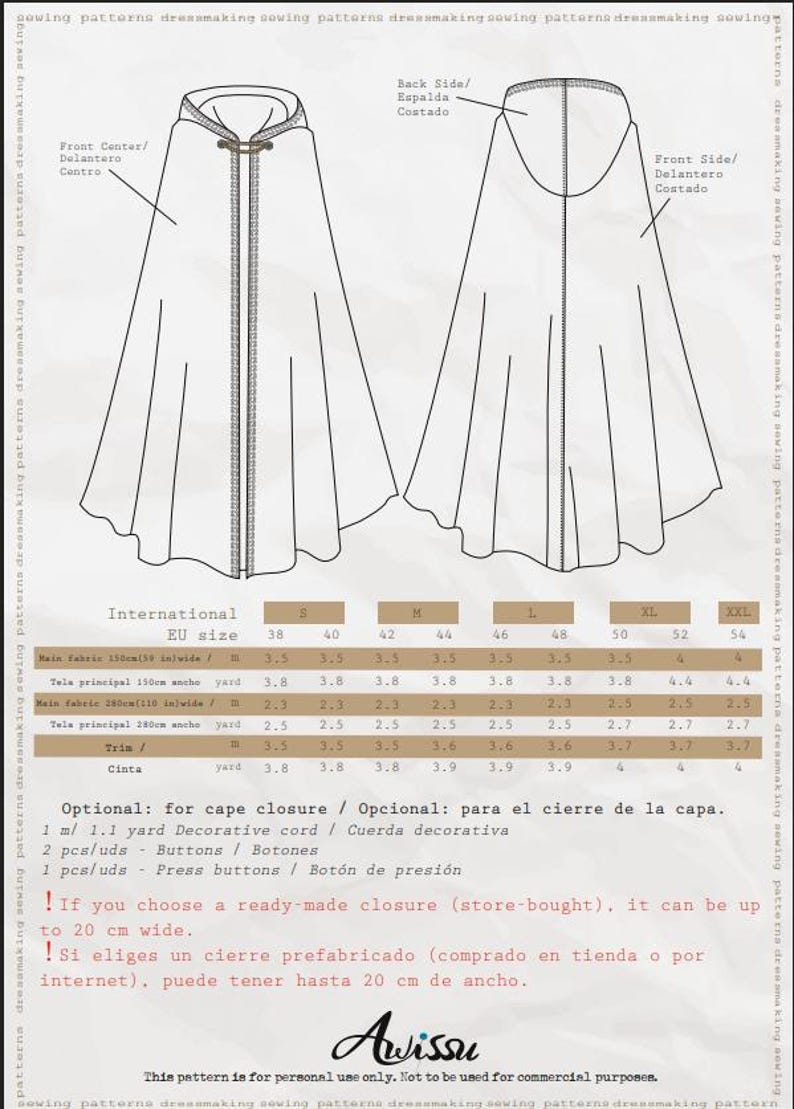 Knight Cape Pattern Hooded Cloak Sewing Pattern | PDF Fantasy Men's Cape Pattern for ...