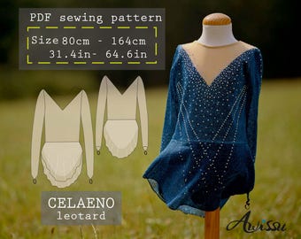 Figure Skating Dress Pattern PDF, Ice Skating Leotard with Skirt for Girls, Toddler to Teen, Instant Download, Competition Leotard Sewing