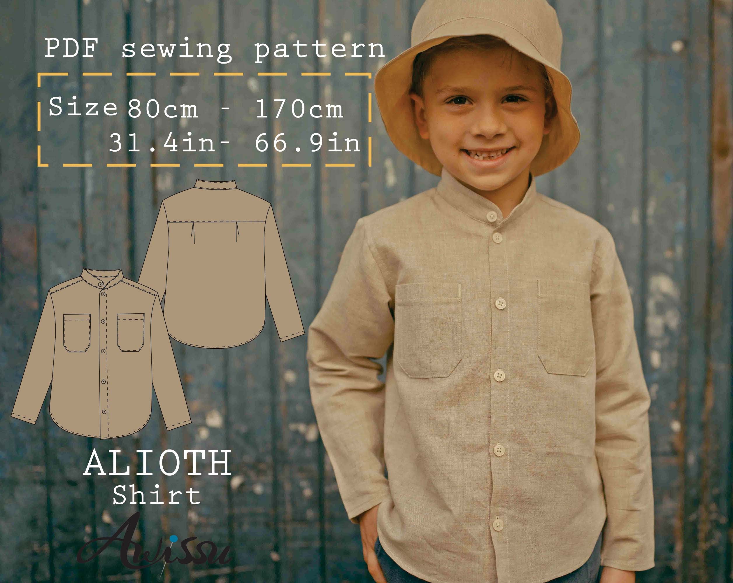 How to cut and sew boy's short knicker and button down shirt with mandarin  collar