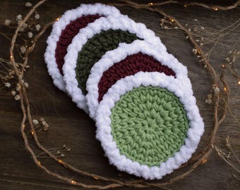 Crocheted coaster, size S • Snow