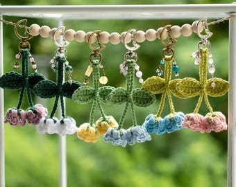 Hook and stone key ring • Moon flowers