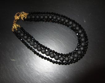 Black multi row necklace