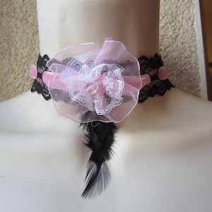 Pink and black Choker necklace