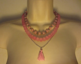 Collier multi rangs rose