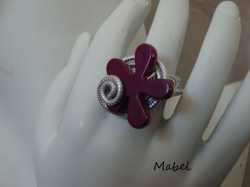 Plum flower ring, silver alloy Chiseled, adjustable, wedding, spring image 2