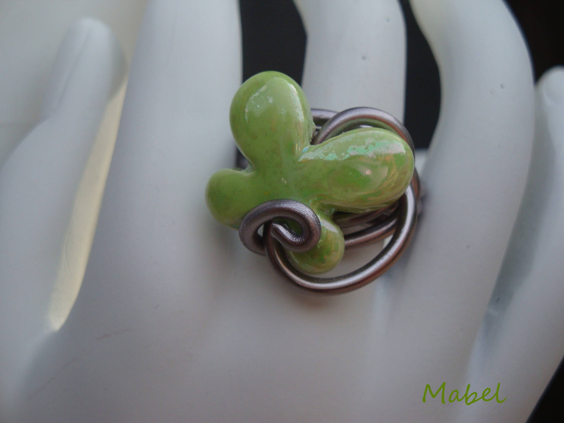 Grüner Keramik-Schmetterlingsring Anthrazit-Alu draht | Etsy