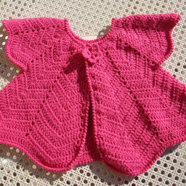 Poncho rose, fuschia, été,  au crochet pour  bébé, taille unique