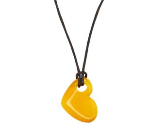Collier Long Pendentif Cœur En Pâte De Verre Style Murano - Vintage Années 1980 | Occasion