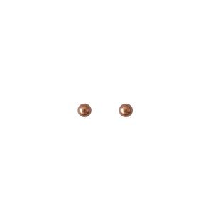 Vintage Retro 80s 925 Sterling Silver Brown Metallic Round Circle Sphere Ball Smooth Colourful Summer Autumnal Small Stud Earrings