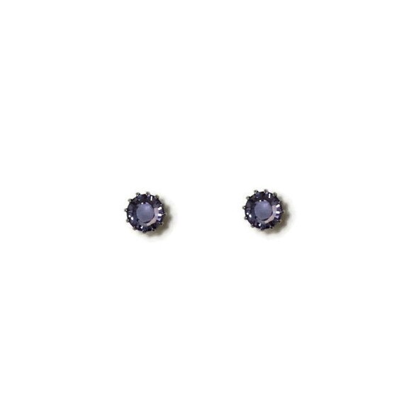 Vintage Retro 80s Silver Lilac Purple Crystal Rhin