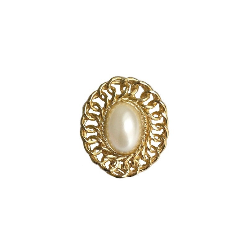 PEARL High Dome GOLD Background Scarf Pin, Sweater Pin, Magnet Pin