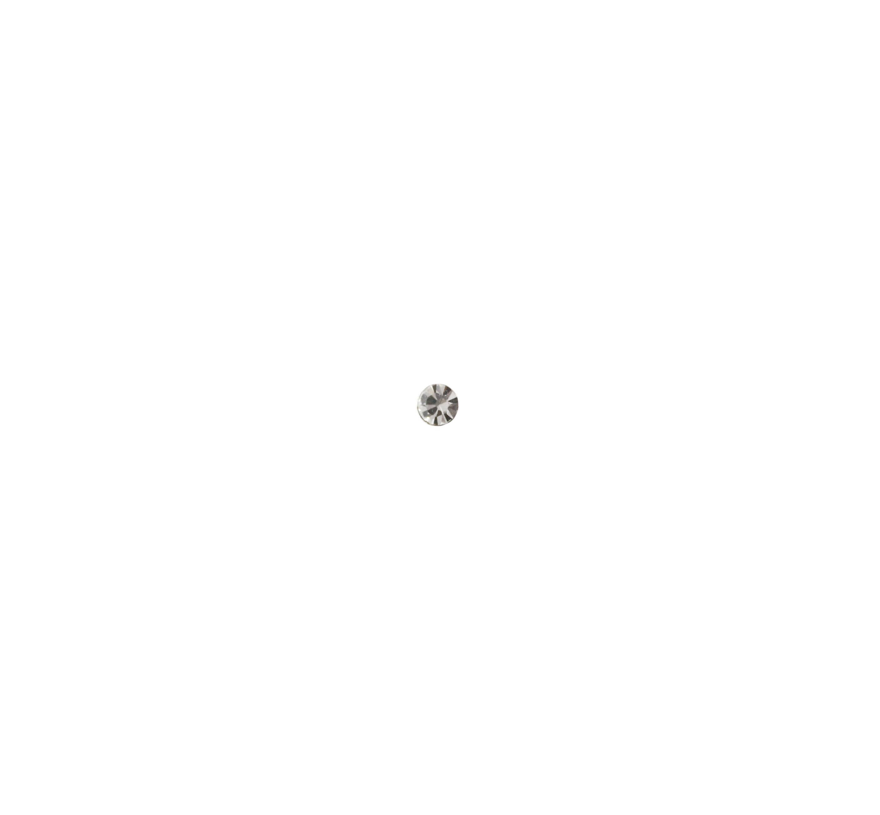 Vintage Retro 90s 925 Silver Round Circle Clear Crystal Rhinestone Sphere Ball Sparkly Small Nose Stud