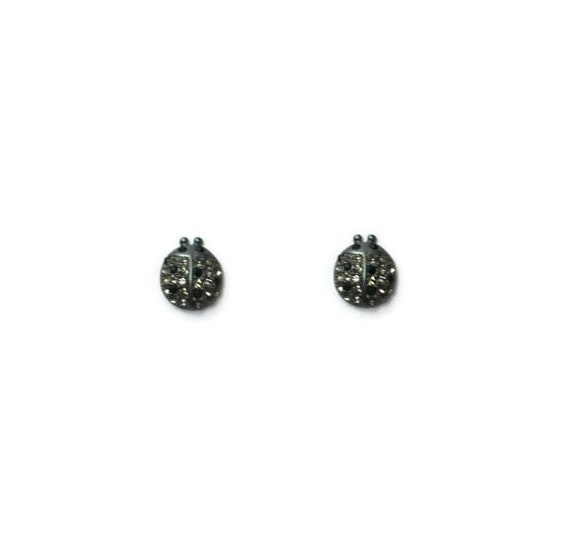 Vintage Retro 80s Dark Silver Black Eyed Ladybird