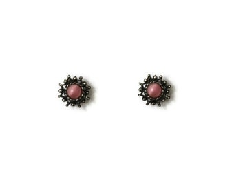 vintage Retro 80s Argent Rose Cercle Rond Corde Effet Chats Œil Cabochon Star Fleur Floral Petit Clip Sur Boucles d’Oreilles