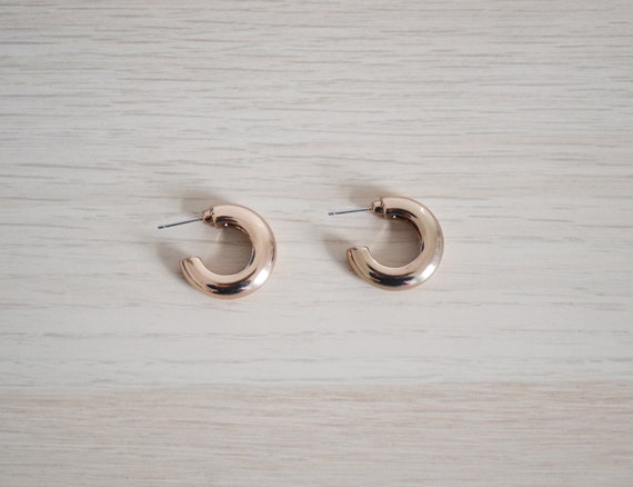 Vintage Retro 90s Rose Gold Round Circle Thick Ch… - image 4