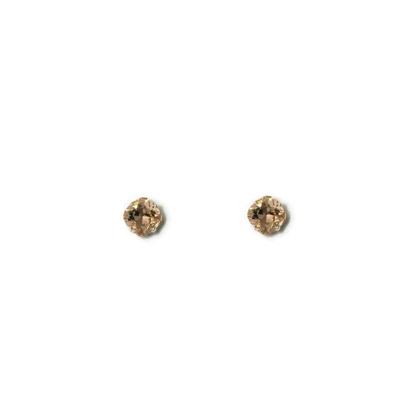 Vintage Retro 80s Silver Pale Orange Crystal Rhine