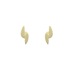 Retro Vintage 80s Pale Beige Wave Smooth Flat Long Colourful Lightweight Small Stud Earrings