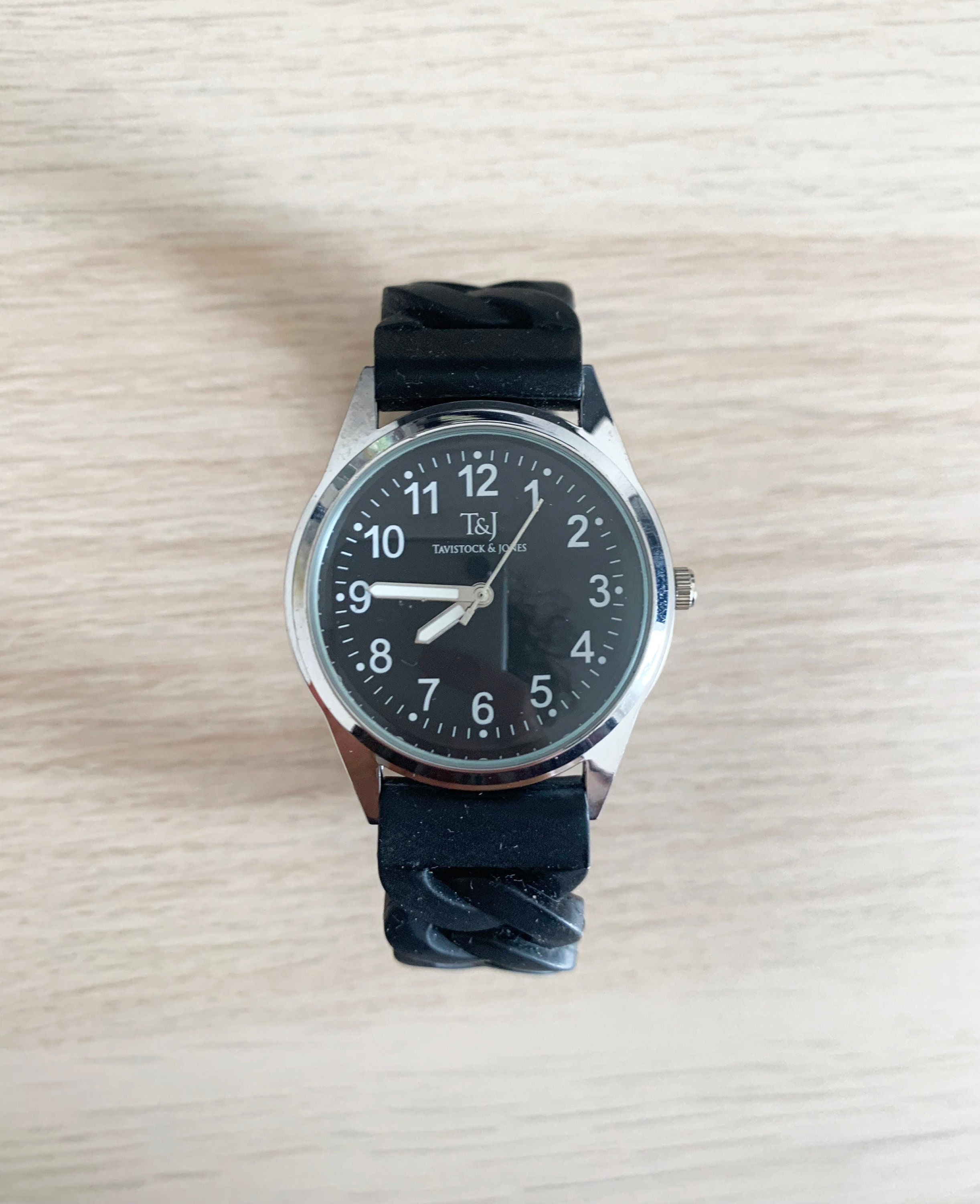 Retro Vintage Silver Black White Round Circle Stretchy Silicone Weave Chain Link Strap Thick Signed Tavistock Jones Analog Wrist Watch Etsy India