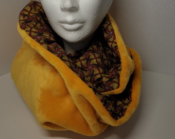 Snood - tour de cou tout en douceur  -doudou jaune et motif style wax